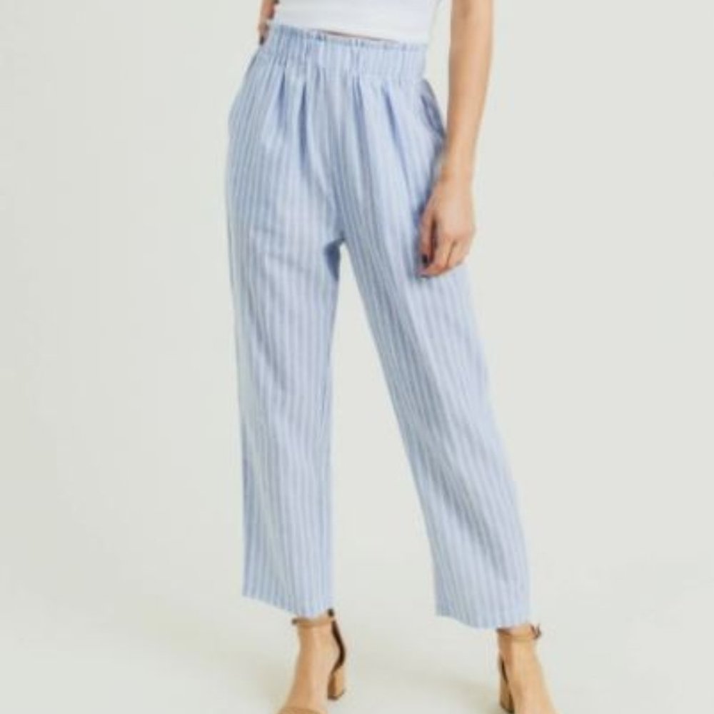 Cotton Bleu elastic waist ankle-length pants